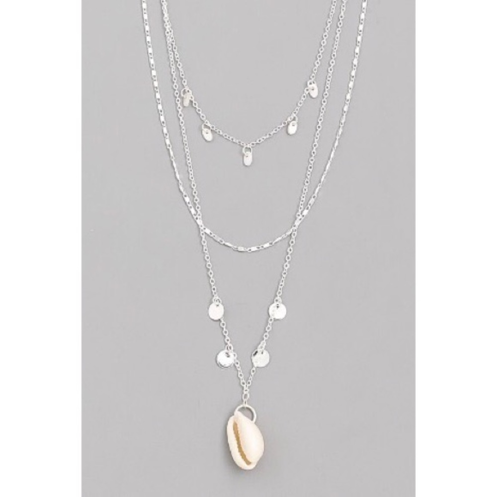 Layered Mini Disc + Shell Pendant Necklace